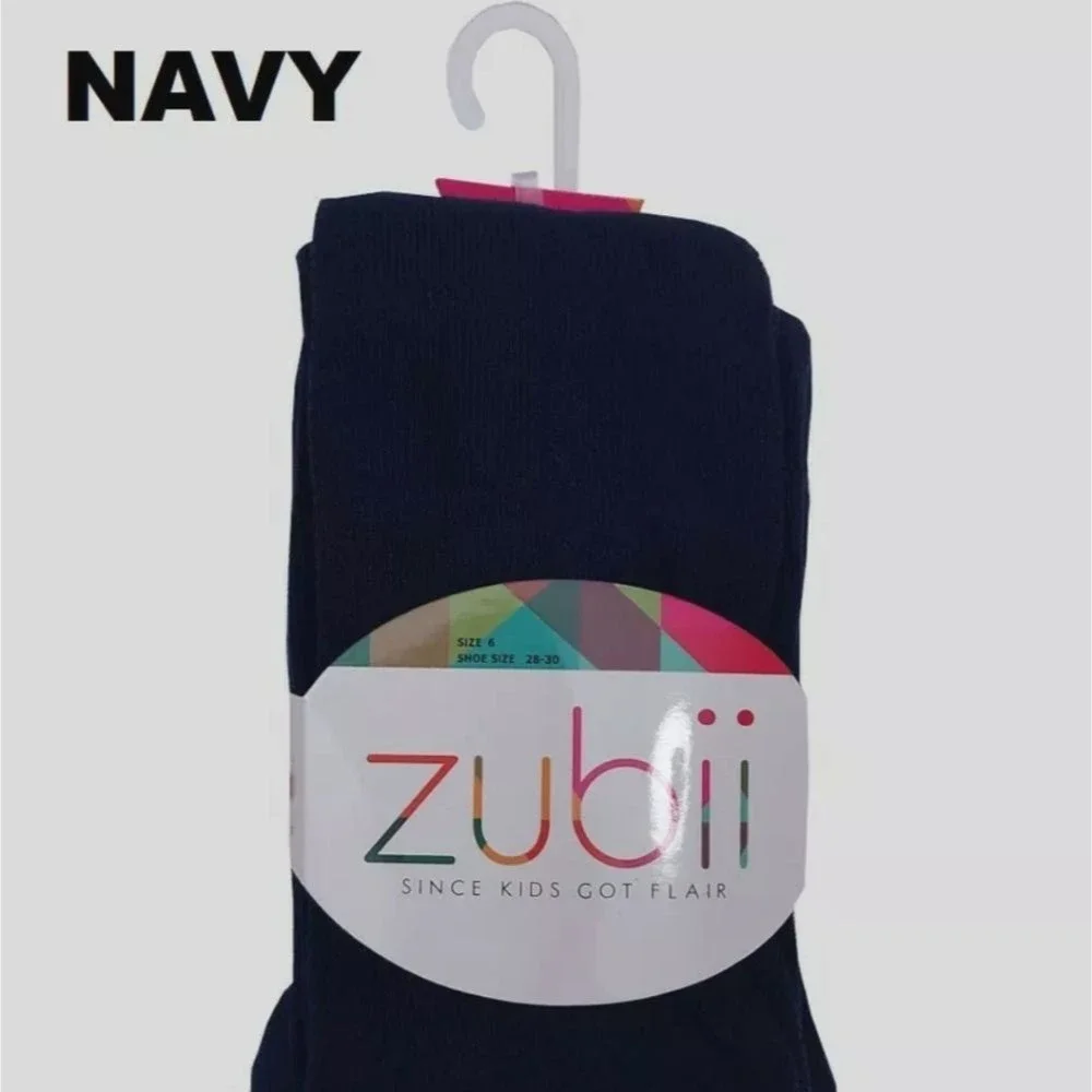 Zubii Girls Footed Tights White Navy Size 6 Pack of 2